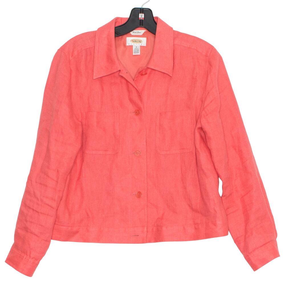 Talbots Jacket Linen preppy Coastal Grandma Business Casual Minimalist Button 8P